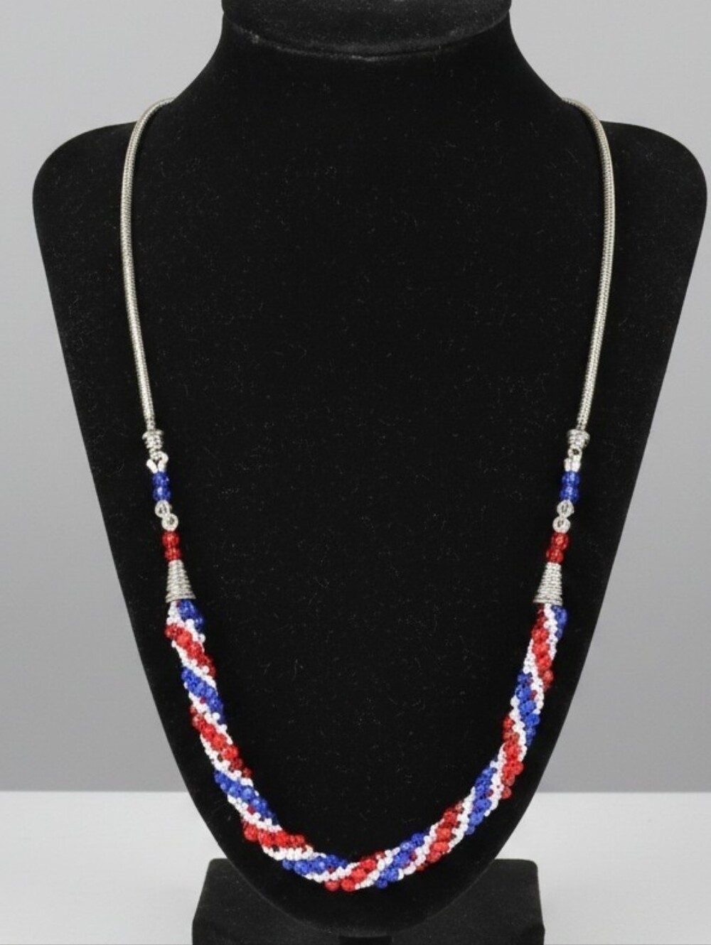 NWT Red and Blue Beaded Necklace with Accents